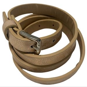 Gold Metallic Faux Leather Skinny Belt One Size